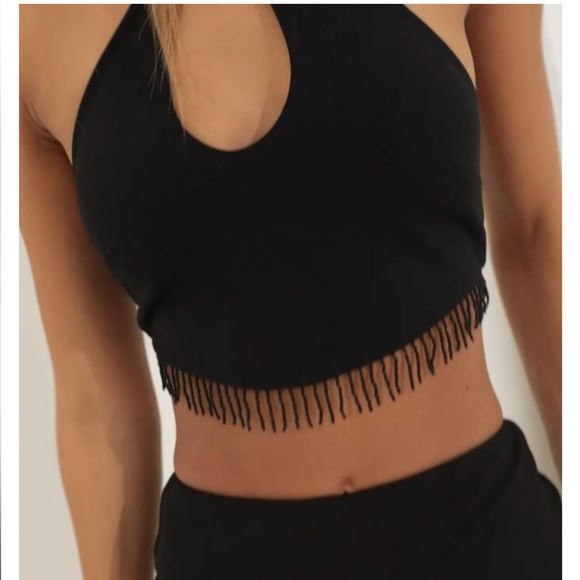 Lucy in the Sky - Kitty Crepe Two Piece Mini Skirt Set Black -never worn size 0 - Picture 5 of 5